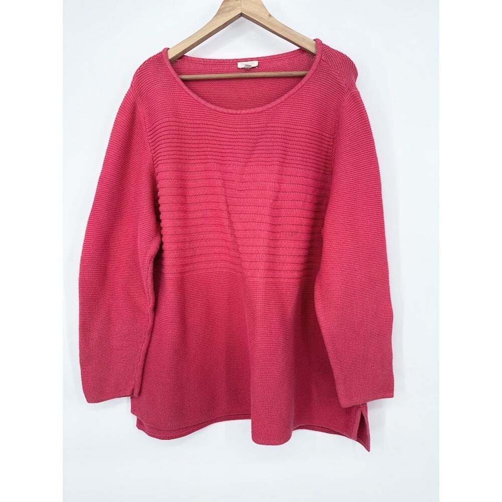 TALBOTS Salmon Pink 100% Cotton Knit Pullover Sweater Plus Size 3X‎ Casual